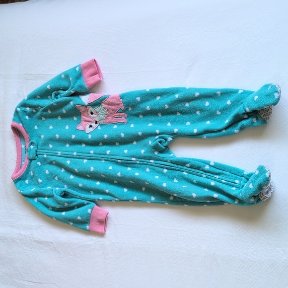 carter's 3-pack fleece zipper footie sleeper pajamas bundle 9 months baby girl - Picture 4 of 10